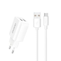 DUDAO EU polnilec 2x USB 5V/2,4A + kabel USB Type-c bele barve (A2EU + Type-c bele barve)