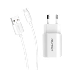 DUDAO EU polnilec 2x USB 5V/2,4A + micro USB kabel bele barve (A2EU + Micro white)