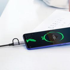 Ugreen 2v1 Močno pleten kabel USB - microUSB + USB-C 1m 2,4A črn