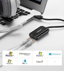 Noah Zunanja glasbena zvočna kartica USB adapter - 3,5 mm mini jack kabel 15 cm črn