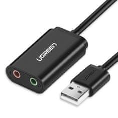 shumee Zunanja zvočna kartica glasbeni adapter USB - 3,5 mm mini jack kabel 15 cm črn