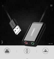 Noah Zunanja glasbena zvočna kartica USB adapter - 3,5 mm mini jack kabel 15 cm črn