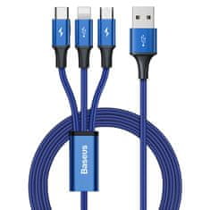 BASEUS baseus rapid 3v1 usb kabel - usb type c / lightning / micro usb za polnjenje in prenos podatkov 1,2 m moder (cajs000003)