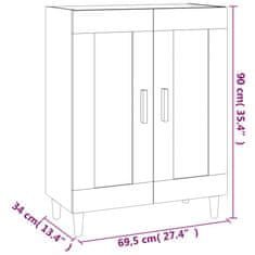 Vidaxl Komoda betonsko siva 69,5x34x90 cm konstruiran les