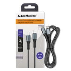 Qoltec kabel usb 2.0 tipa c | usb 2.0 tipa c 100w | qc 3.0 | pd | 1,5 m | črna