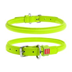 WAUDOG okrogla usnjena zelena ovratnica za dolgodlake pse, zelena 20-25 cm, širina ovratnika: 6 mm