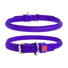 WAUDOG okrogla vijolična usnjena ovratnica za dolgodlake pse, vijolična 20-25 cm, širina ovratnika: 6 mm
