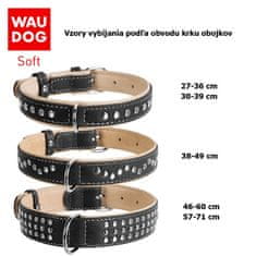 WAUDOG WAU DOG Ravna usnjena ovratnica Mehka črna bež podložena Obseg vratu: dolžina: 38 - 49 cm, širina: 25 mm