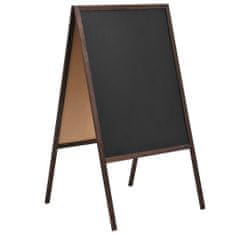 Greatstore Dvostranska črna tabla iz cedrovine prostostoječa 60x80 cm