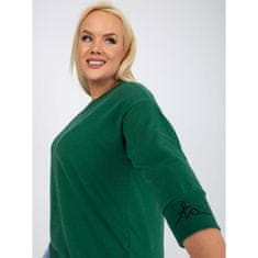 RELEVANCE Ženski pulover z napisom plus size CHARLIZA zeleno-črn RV-BL-5978.06P_389597 Univerzalni