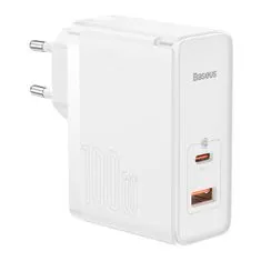 BASEUS GaN5 Pro polnilnik USB / USB-C 100W QC PD, bela