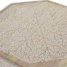 NEW Stranska miza DKD Home Decor Bela Rjava Pisana Les Plastika Mangov les 49 x 49 x 53,5 cm