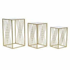 DKD Home Decor Komplet 3 majhnih mizic DKD Home Decor Golden 40 x 40 x 70 cm