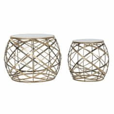 NEW Komplet 2 malih miz DKD Home Decor Kristal Črna Zlat Kovina Sodobna (60 x 60 x 45 cm) (2 pcs)