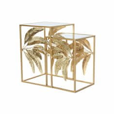 NEW Komplet 2 miz DKD Home Decor Ogledalo Zlat Kovina Tropical Rastlinski list (40,5 x 40,5 x 61 cm)