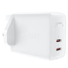 AceFast Angleški polnilec A32 GaN two port USB-C PD 50W UK plug white