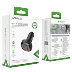 AceFast Avtomobilski polnilec 2x USB 1x USB-C 66W Power Delivery QC 4.0 črn