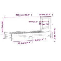 Vidaxl Izvlečna dnevna postelja 2x(90x200) cm trdna borovina