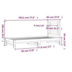 Vidaxl Izvlečna dnevna postelja 2x(90x190) cm trdna borovina