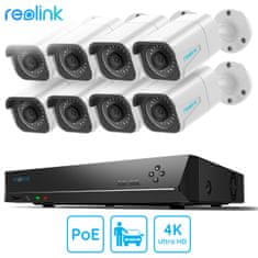 Reolink RLK16-800B8-A varnostni komplet, 1x snemalna enota, 4TB, HDD, 8x IP kamera B800, 4K UHD, IR LED, IP66