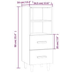 Vidaxl Komoda visok sijaj bela 34,5x34x90 cm konstruiran les