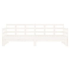 Vidaxl Izvlečna dnevna postelja bela trdna borovina 2x(90x190) cm