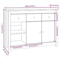 Vidaxl Komoda medeno rjava 100x35x74 cm trdna borovina