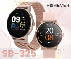 Forever ForevVive 2 SLIM SB-325 pametna ura, Bluetooth, Android+iOS, baterija, aplikacija, IP68, roza zlata (Rose Gold) - odprta embalaža