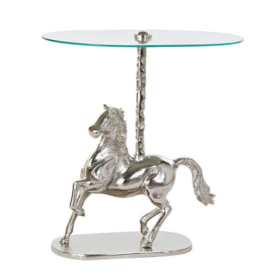 DKD Home Decor Stranska mizica DKD Home Decor Transparent Aluminium Crystal Silver Horse (54 x 39 x 57 cm)