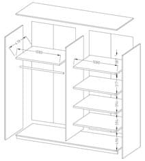 Trianova Garderobna omara Beta 220 cm - San remo/bela - 22AE1658