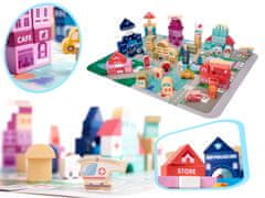 WOWO Poučne lesene kocke - Lesene poučne kocke - City Puzzle, 100 kosov