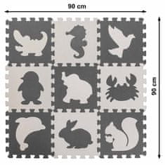WOWO Penasta podloga za sestavljanke za otroke - Otroška penasta podloga za sestavljanke, 9 kosov, črna-Ecru, 85x85x1 cm