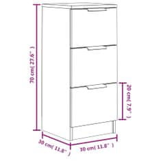 Vidaxl Komoda bela 30x30x70 cm konstruiran les