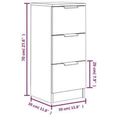 Vidaxl Komoda 2 kosa siva sonoma 30x30x70 cm konstruiran les