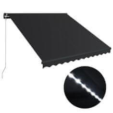 Vidaxl Ročno zložljiva tenda z LED lučmi 300x250 cm antracitna