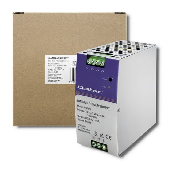 Qoltec napajalnik qoltec din rail | 240w | 48v | 5a