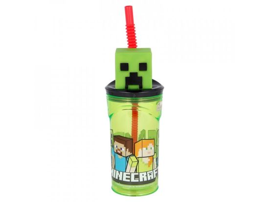 Alum online Plastični kozarec Minecraft - 3D s slamico 360 ml