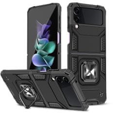 slomart wozinsky ring armor tough hybrid case ovitek + magnetno držalo za samsung galaxy z flip 3 črn