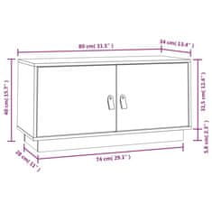 Vidaxl TV omarica bela 80x34x40 cm trdna borovina