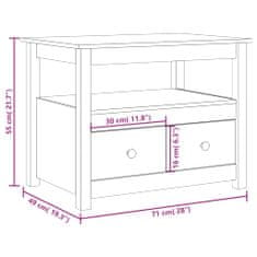 Vidaxl Klubska mizica siva 71x49x55 cm trdna borovina