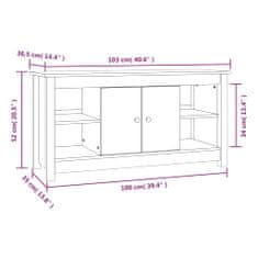 Vidaxl TV omarica bela 103x36,5x52 cm trdna borovina