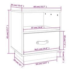 Vidaxl Nočna omarica 2 kosa medeno rjava 40x34x45 cm trdna borovina