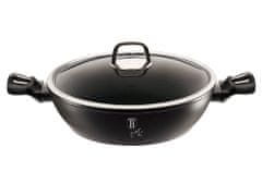 Berlingerhaus Ponev WOK s pokrovom in marmornato površino 30 cm Black Silver Collection BH-7113