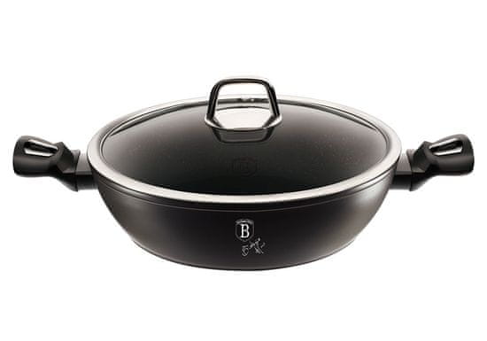 Berlingerhaus Ponev WOK s pokrovom in marmornato površino 30 cm Black Silver Collection BH-7113