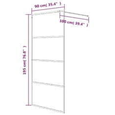 Vidaxl Pregrada za tuš črna 90x195 cm motno ESG steklo