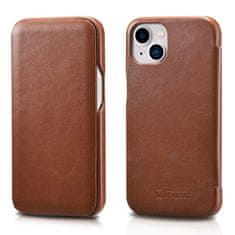 iCARER curved edge vintage folio leather case iphone 13 brown (rix1302-bn)