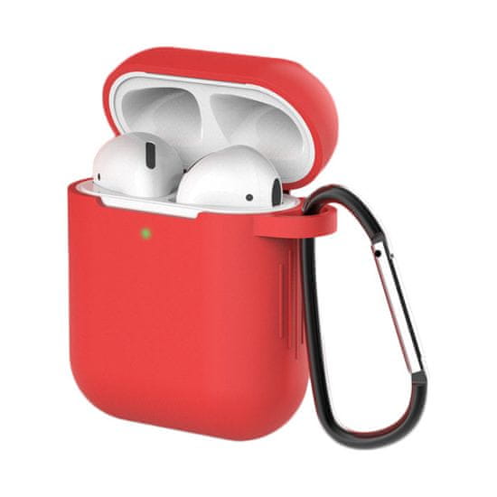 slomart Ohišje za AirPods 2 / AirPods 1 silikonsko mehko ohišje za slušalke + obesek za ključe rdeče barve