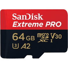 SanDisk Extreme PRO microSDXC 64GB + SD adapter 200MB/s in 90MB/s A2 C10 V30 UHS-I U3