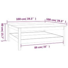 Vidaxl Klubska mizica bela 100x100x40 trdna borovina