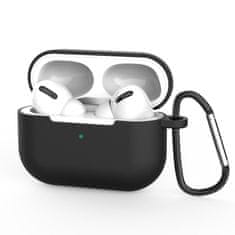 slomart etui za airpods pro silikonski mehki etui za slušalke + obesek za ključe črn (etui d)